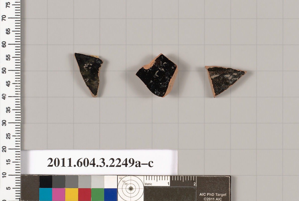 Terracotta fragments of kylikes (drinking cups), Terracotta, Greek, Attic 