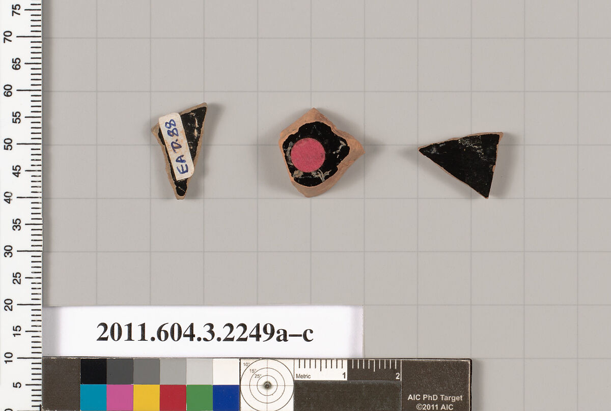 Terracotta fragments of kylikes (drinking cups), Terracotta, Greek, Attic