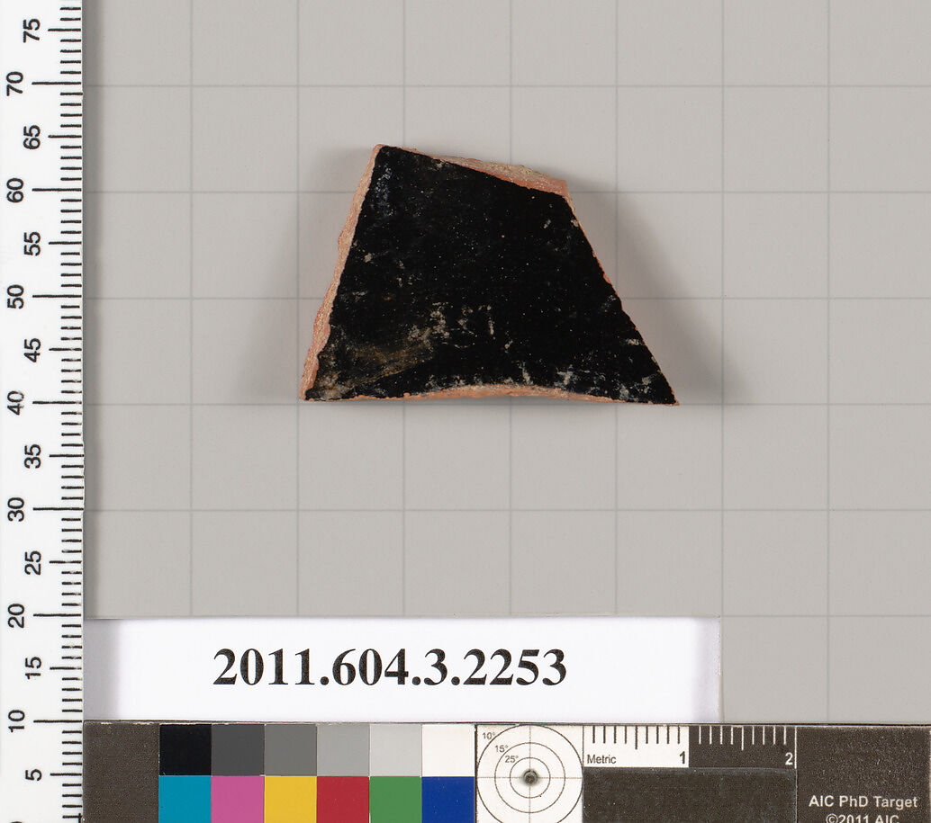 Terracotta fragment of a kylix (drinking cup), Terracotta, Greek, Attic