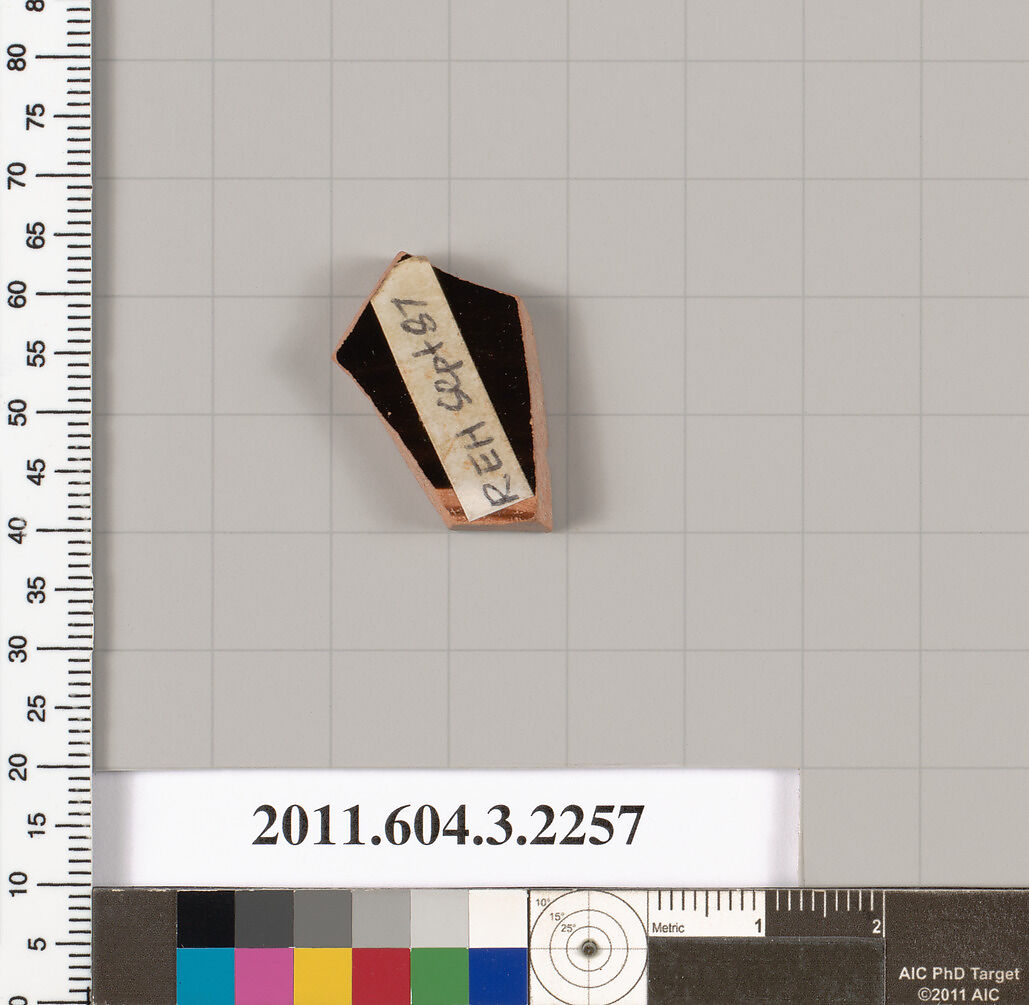 Terracotta fragment of a kylix (drinking cup), Terracotta, Greek, Attic