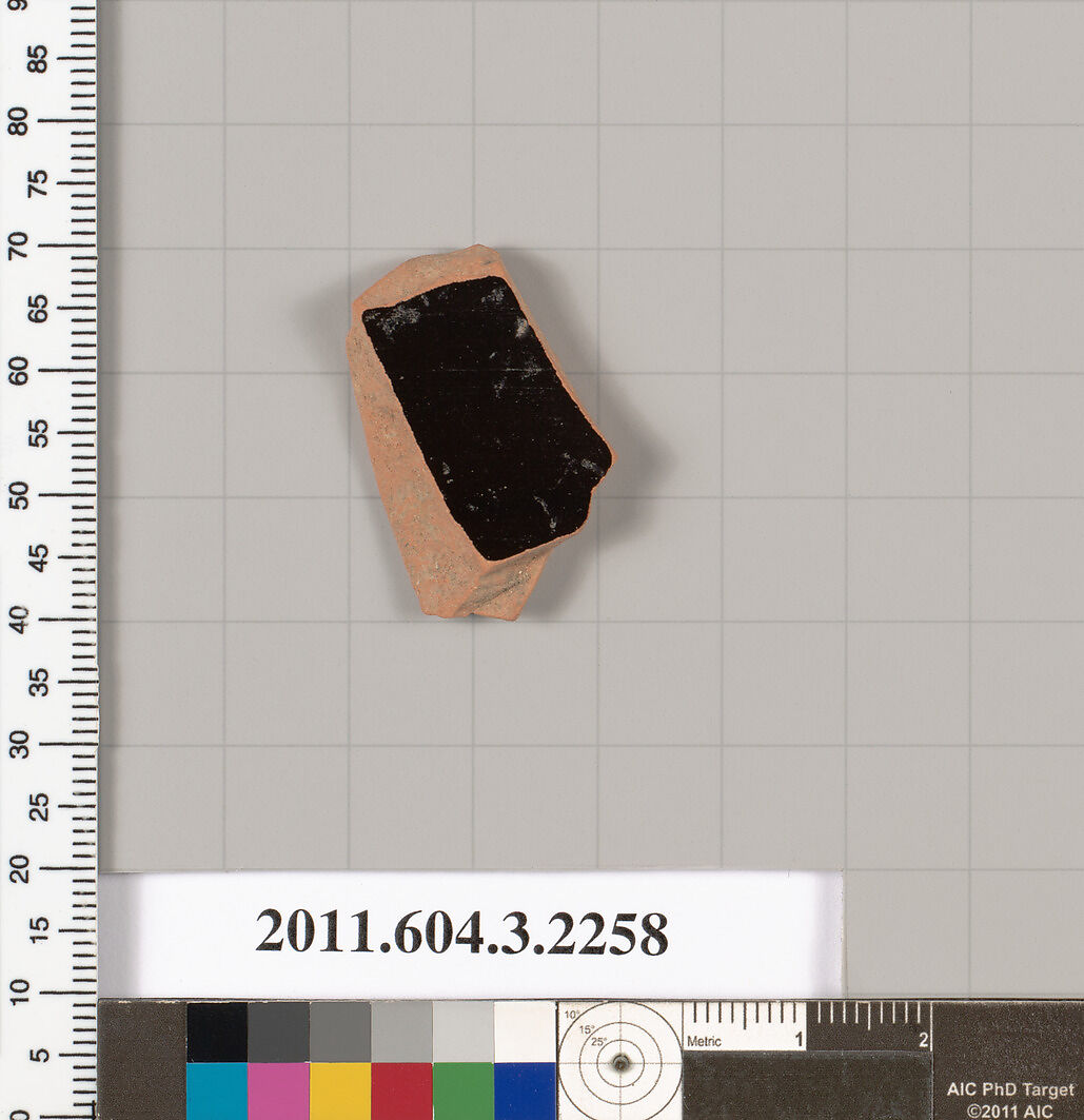 Terracotta fragment of a kylix (drinking cup), Terracotta, Greek, Attic