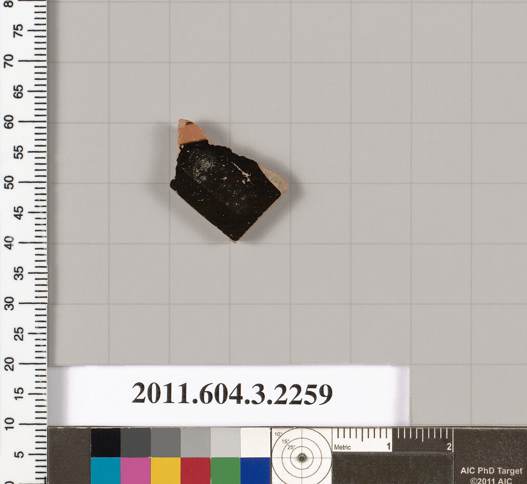 Terracotta fragment of a kylix (drinking cup), Terracotta, Greek, Attic