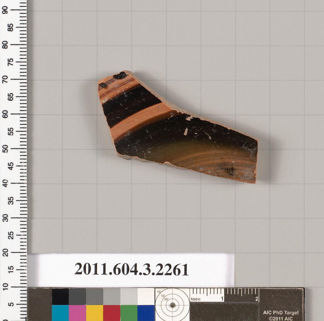 Terracotta fragment of a kylix (drinking cup), Terracotta, Greek, Attic
