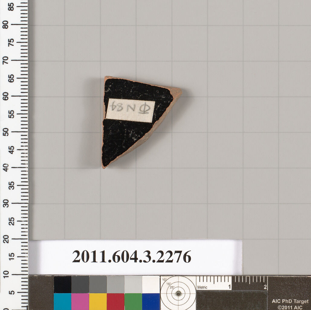 Terracotta fragment of a kylix (drinking cup), Terracotta, Greek, Attic