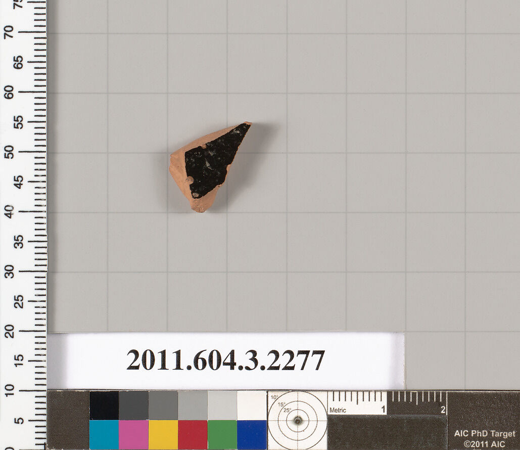 Terracotta fragment of a kylix (drinking cup), Terracotta, Greek, Attic