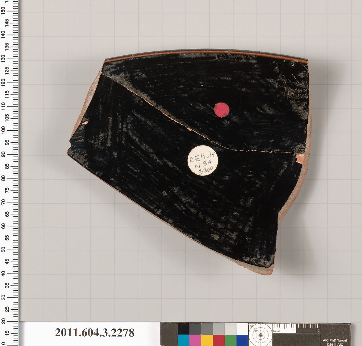 Terracotta rim fragment of a kylix: eye-cup (drinking cup), Terracotta, Greek, Attic