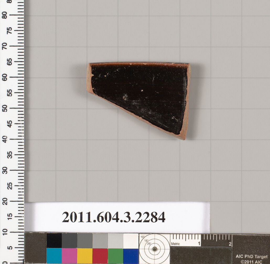 Terracotta rim fragment of a kylix: eye-cup (drinking cup), Terracotta, Greek, Attic