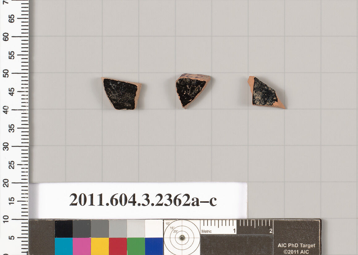 Terracotta fragments of kylikes: eye-cups (drinking cups), Terracotta, Greek, Attic