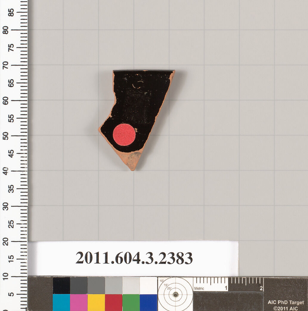Terracotta rim fragment of a kylix: eye-cup (drinking cup), Terracotta, Greek, Attic