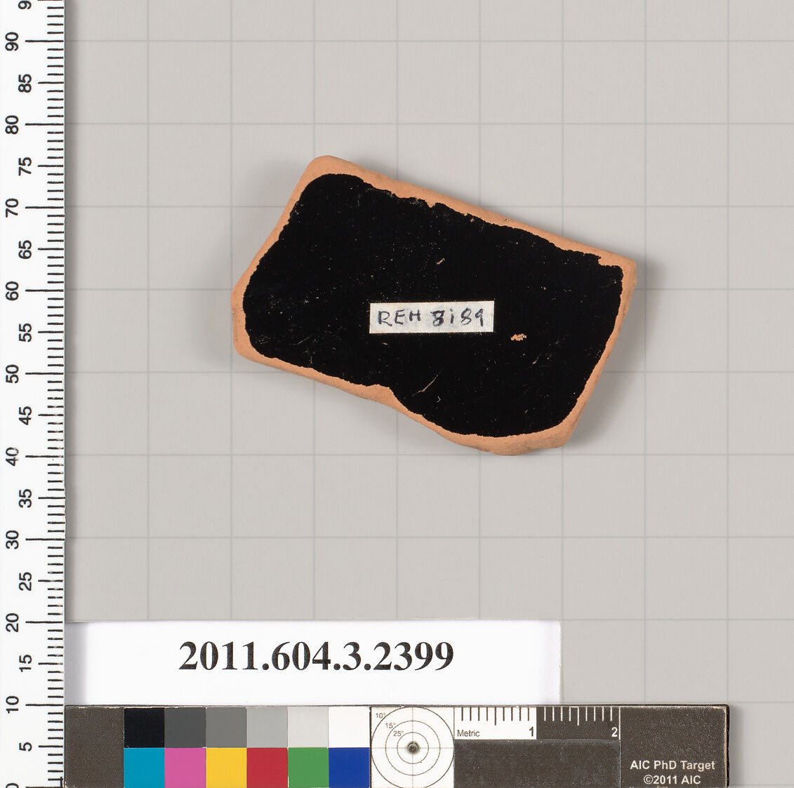 Terracotta fragment of a kylix: eye-cup (drinking cup), Terracotta, Greek, Attic