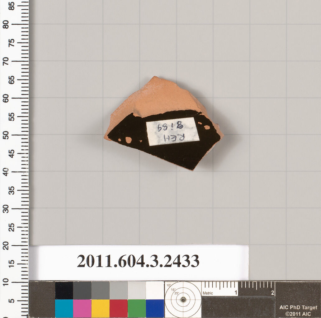 Terracotta fragment of a kylix (drinking cup), Terracotta, Greek, Attic