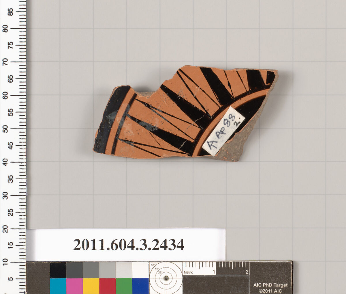 Terracotta fragment of a kylix (drinking cup), Terracotta, Greek, Attic