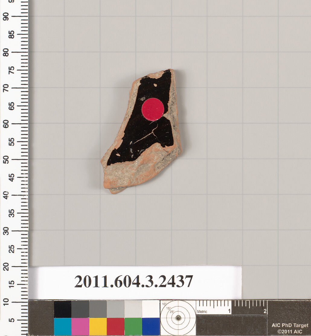 Terracotta fragment of a kylix (drinking cup), Terracotta, Greek, Attic