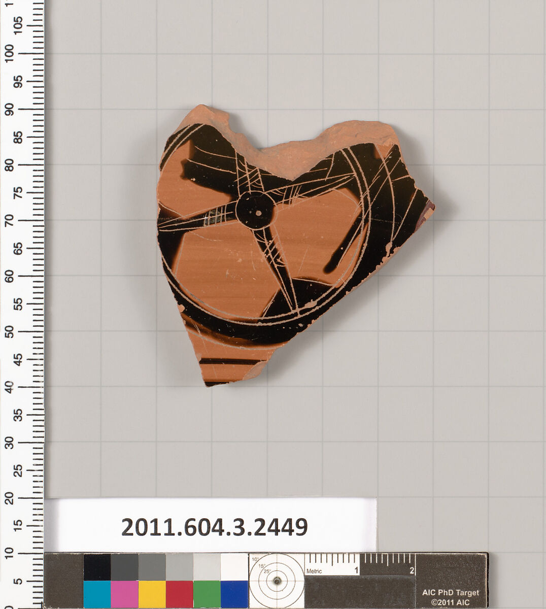 Terracotta rim fragment of a kylix (drinking cup), Terracotta, Greek, Attic 