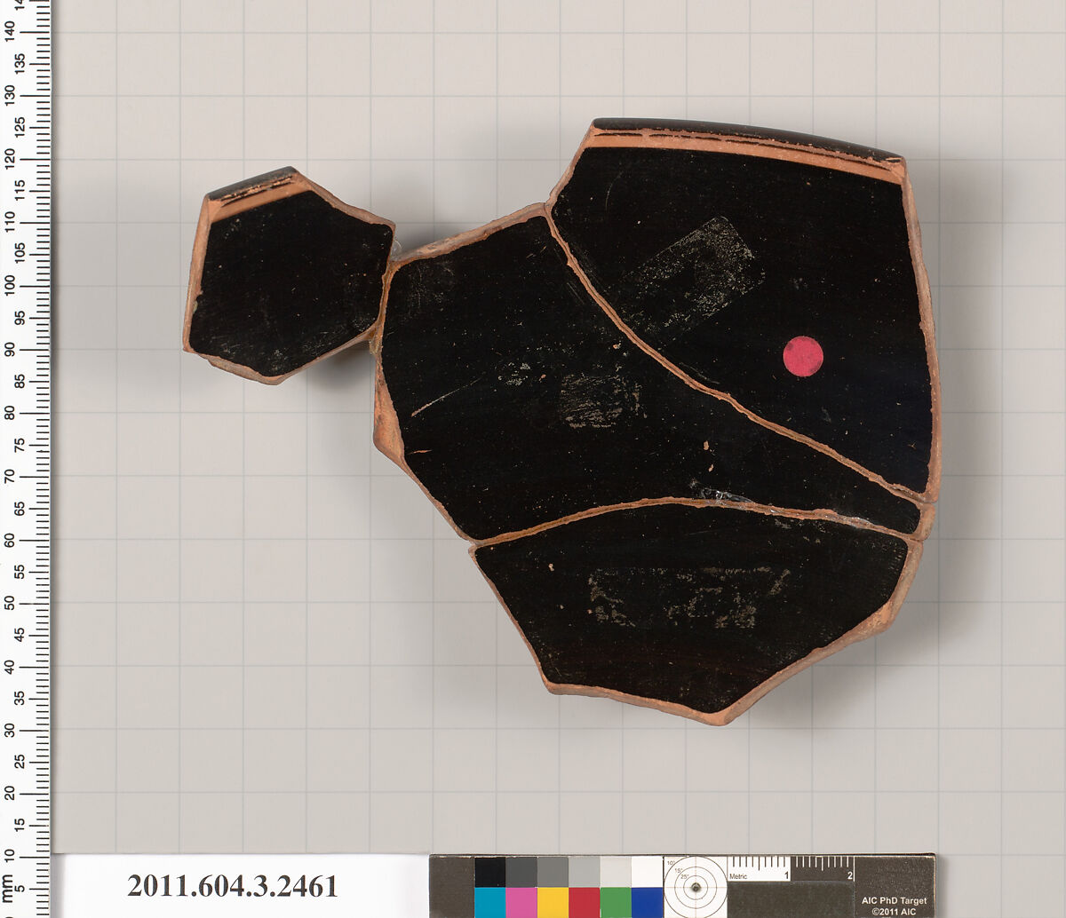 Terracotta rim fragment of a kylix: eye-cup (drinking cup), Terracotta, Greek, Attic