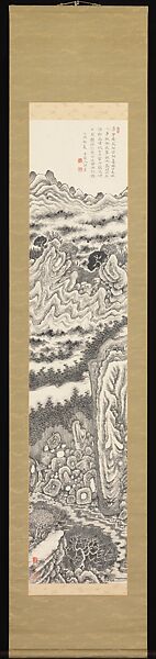 Landscape, Fukuda Kodōjin 福田古道人 (Japanese, 1865–1944), Hanging scroll; ink on paper, Japan