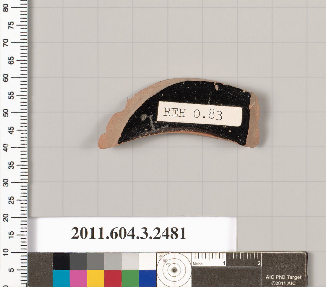 Terracotta fragment of a kylix (drinking cup)?, Terracotta, Greek, Attic
