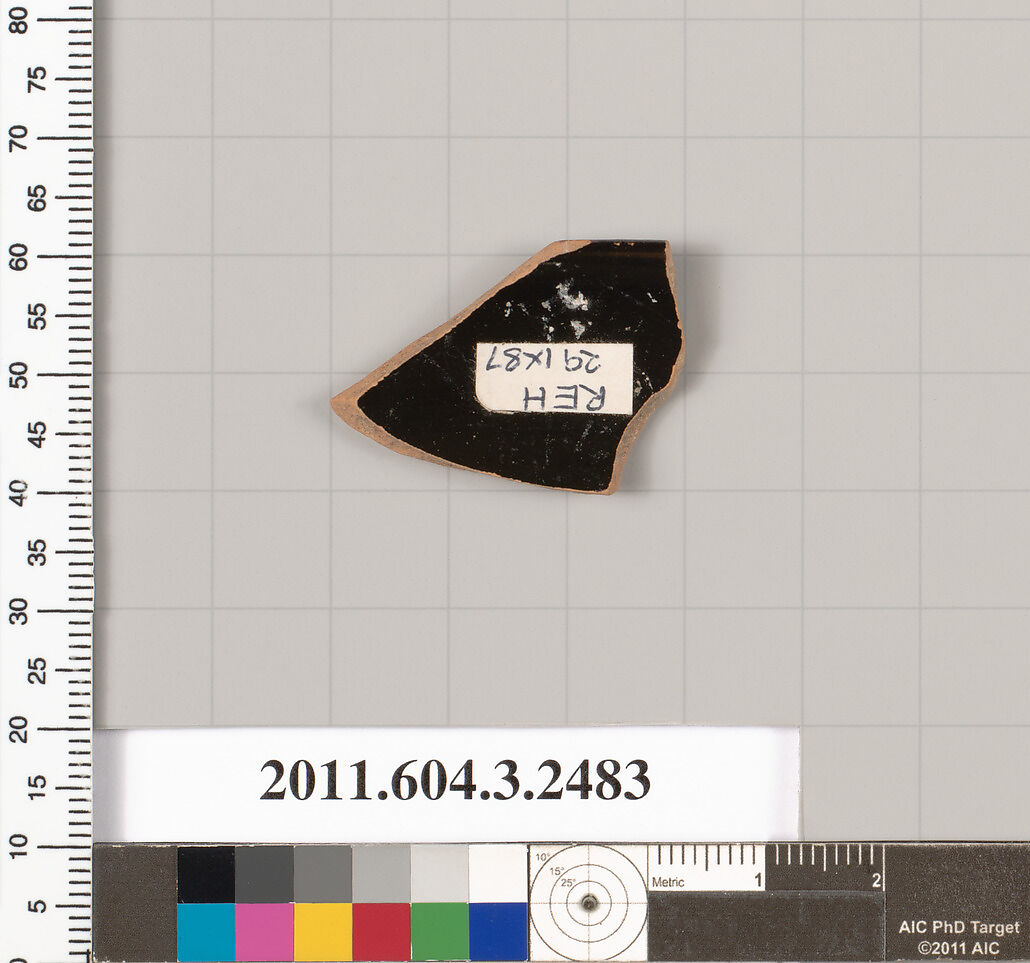 Terracotta rim fragment of a kylix (drinking cup), Terracotta, Greek, Attic