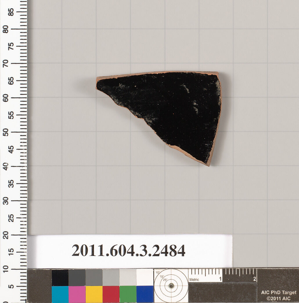 Terracotta fragment of a kylix (drinking cup), Terracotta, Greek, Attic