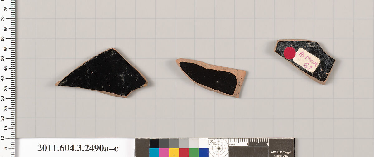 Terracotta fragments of kylikes (drinking cups), Terracotta, Greek, Attic