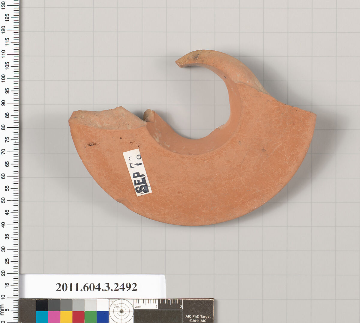Terracotta fragment of a kylix (drinking cup), Terracotta, Greek, Attic