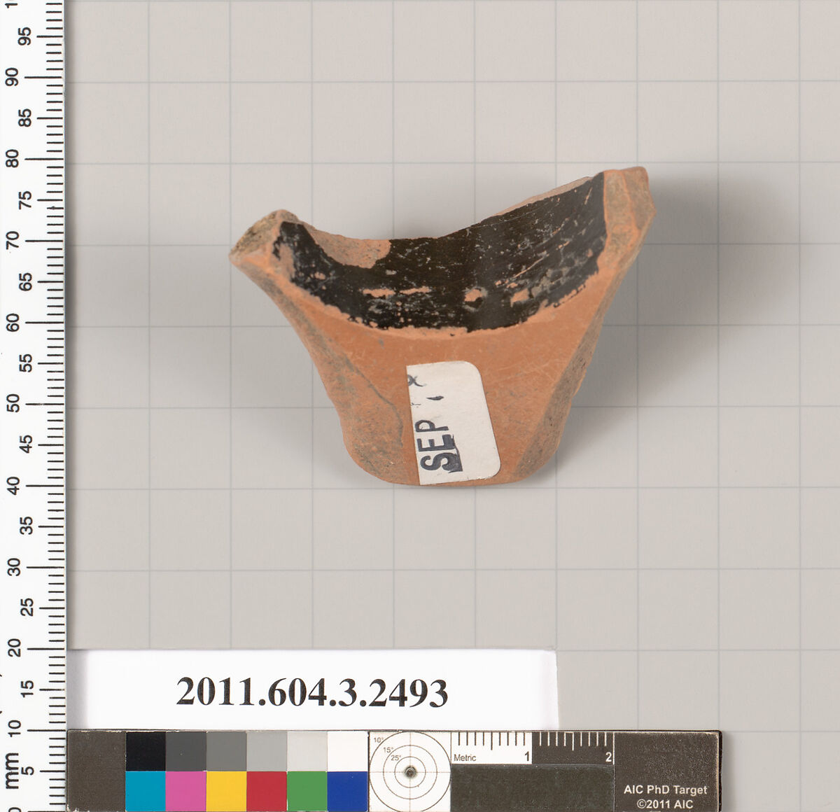 Terracotta fragment of a kylix (drinking cup), Terracotta, Greek, Attic