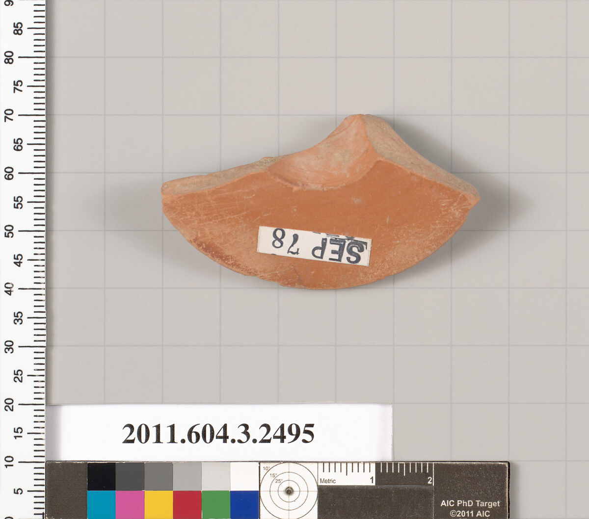 Terracotta fragment of a kylix (drinking cup), Terracotta, Greek, Attic
