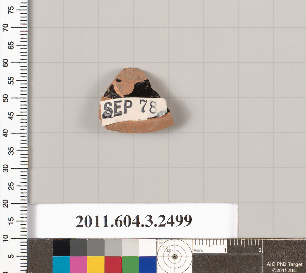 Terracotta fragment of a kylix (drinking cup) or a lekythos (oil flask)?, Terracotta, Greek, Attic