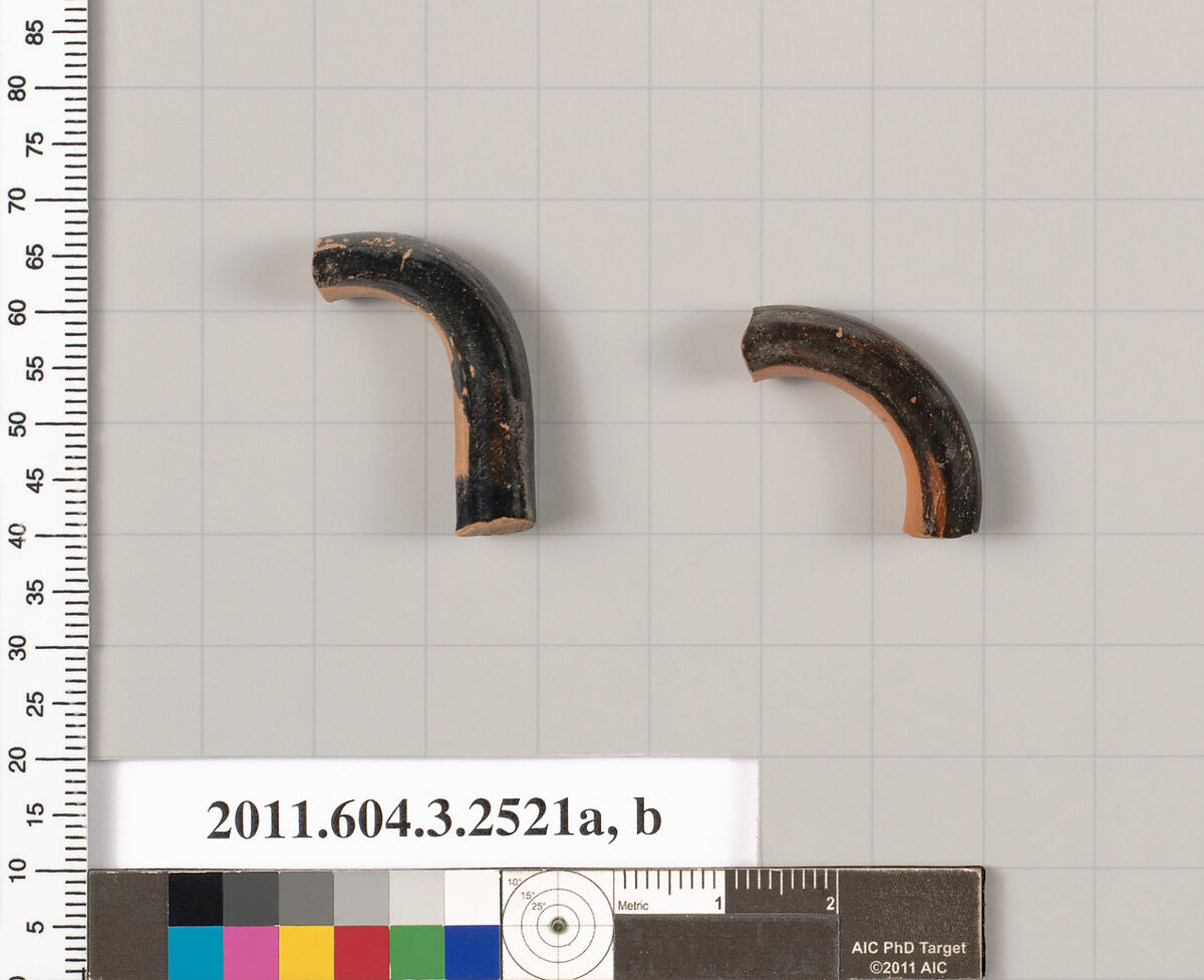 Terracotta fragments of kylikes (drinking cups), Terracotta, Greek, Attic