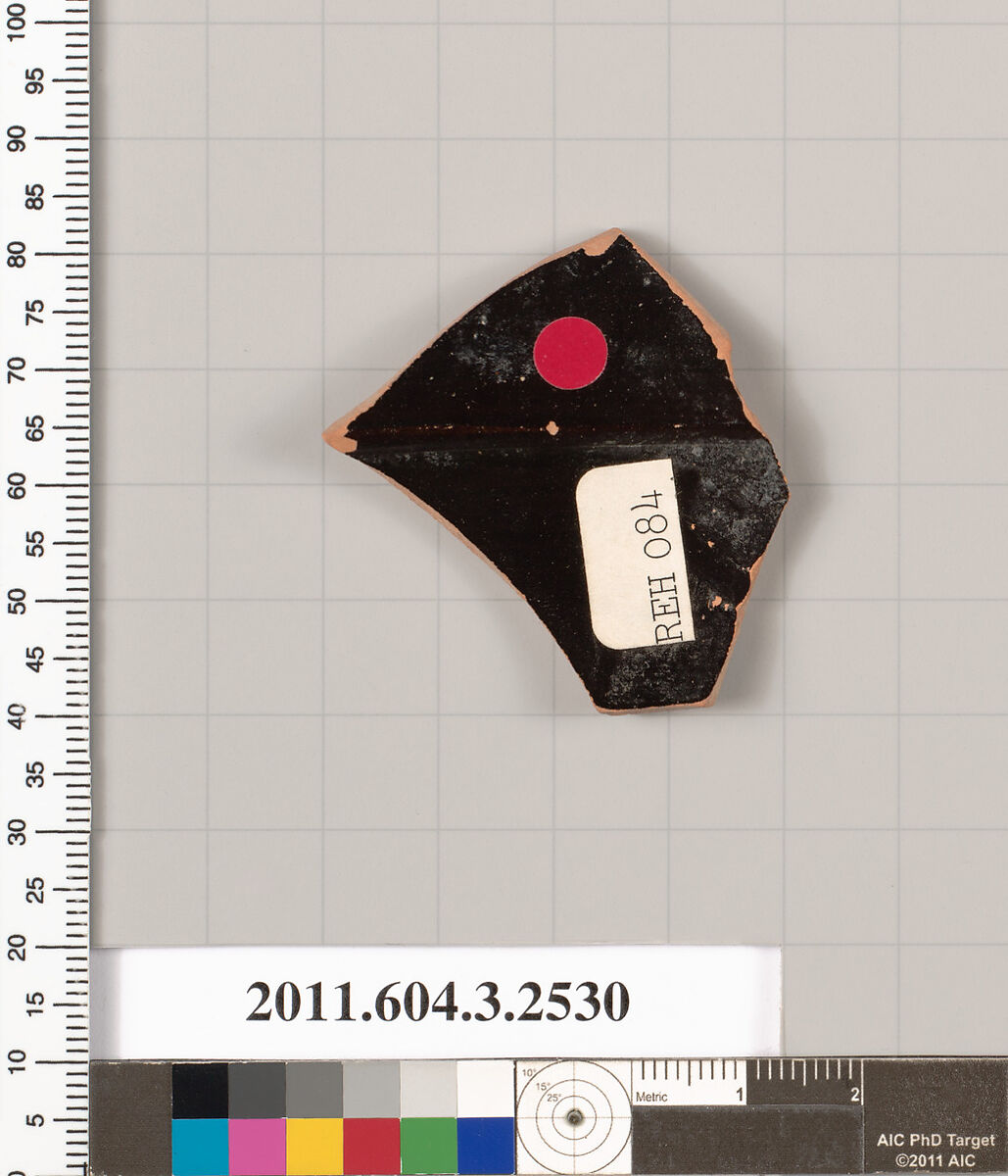 Terracotta fragment of a kylix: Siana cup (drinking cup), Terracotta, Greek, Attic