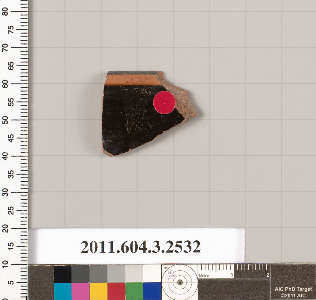 Terracotta rim fragment of a kylix: Siana cup (drinking cup), Terracotta, Greek, Attic