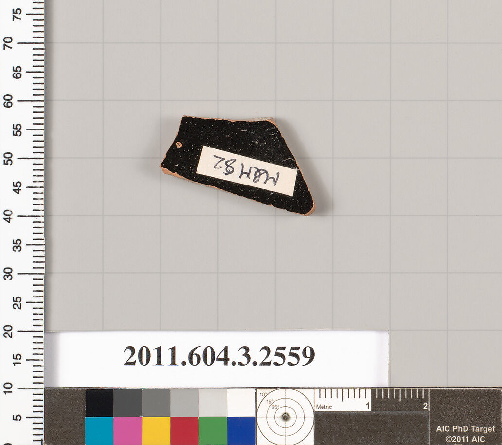 Terracotta fragment of a kylix (drinking cup), Terracotta, Greek, Attic