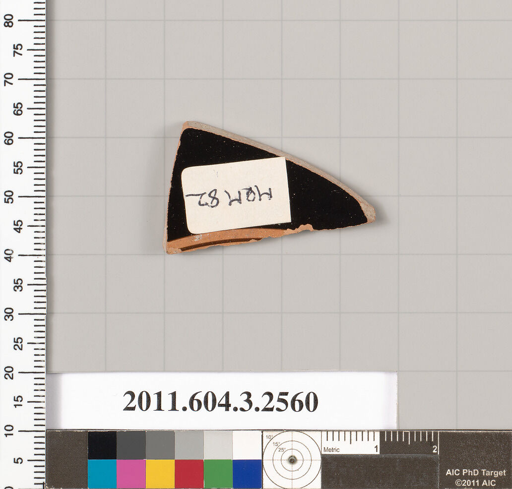 Terracotta fragment of a kylix (drinking cup), Terracotta, Greek, Attic