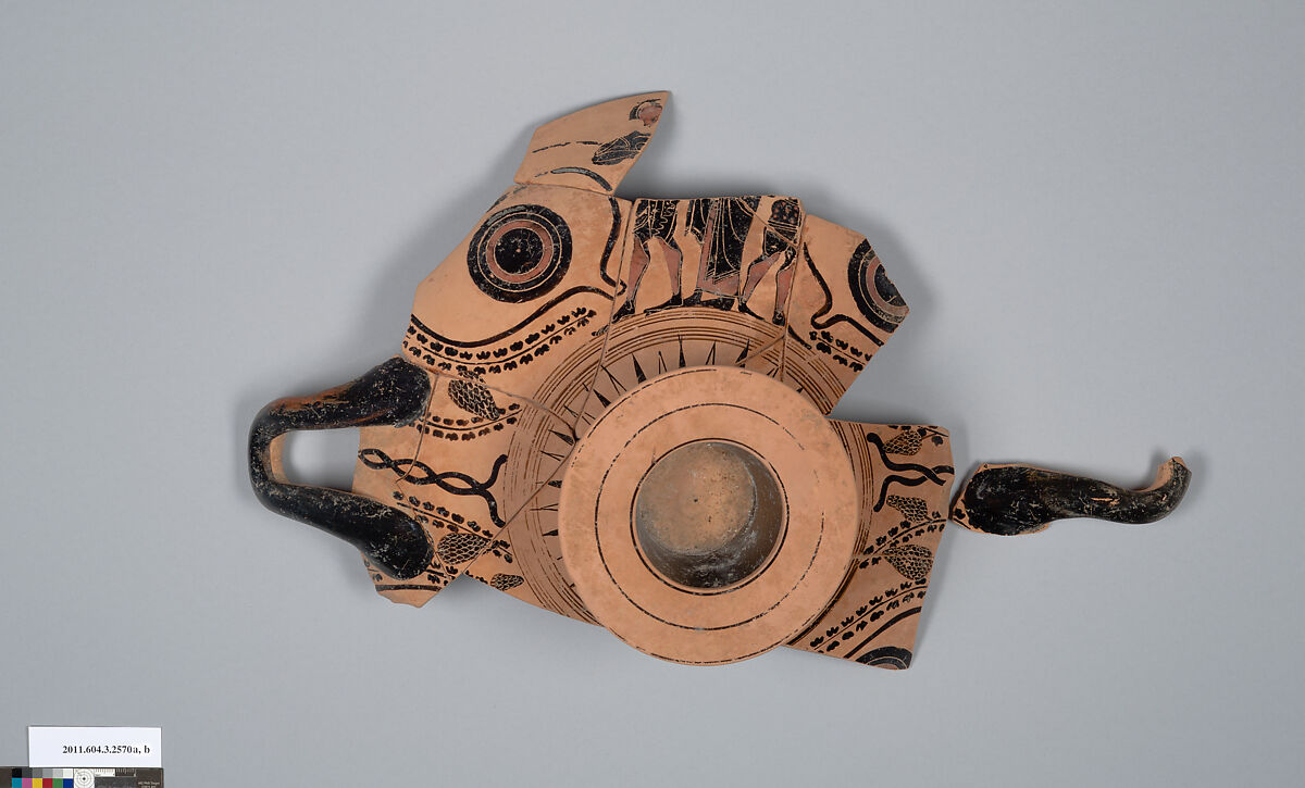 Terracotta kylix: eye-cup (drinking cup), Terracotta, Greek, Attic