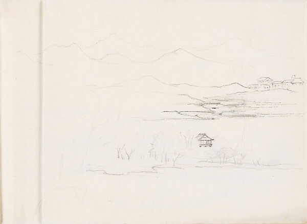 West Lake, Hangzhou, Xie Zhiliu (Chinese, 1910–1997), Sheet from a sketchbook; pencil and ink on paper, China 