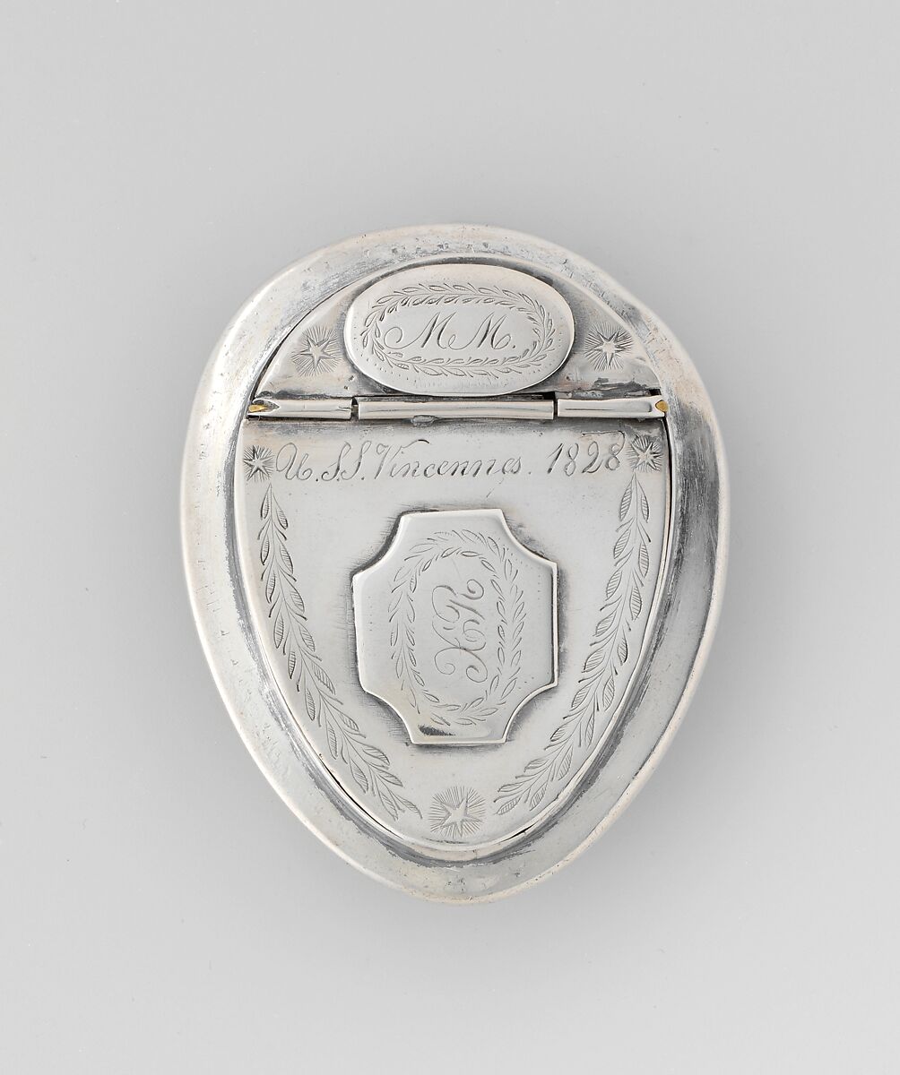 Snuffbox, Silver, shell, American