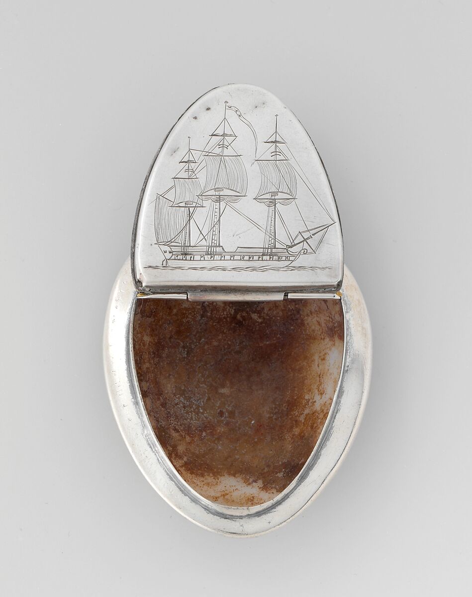 Snuffbox, Silver, shell, American