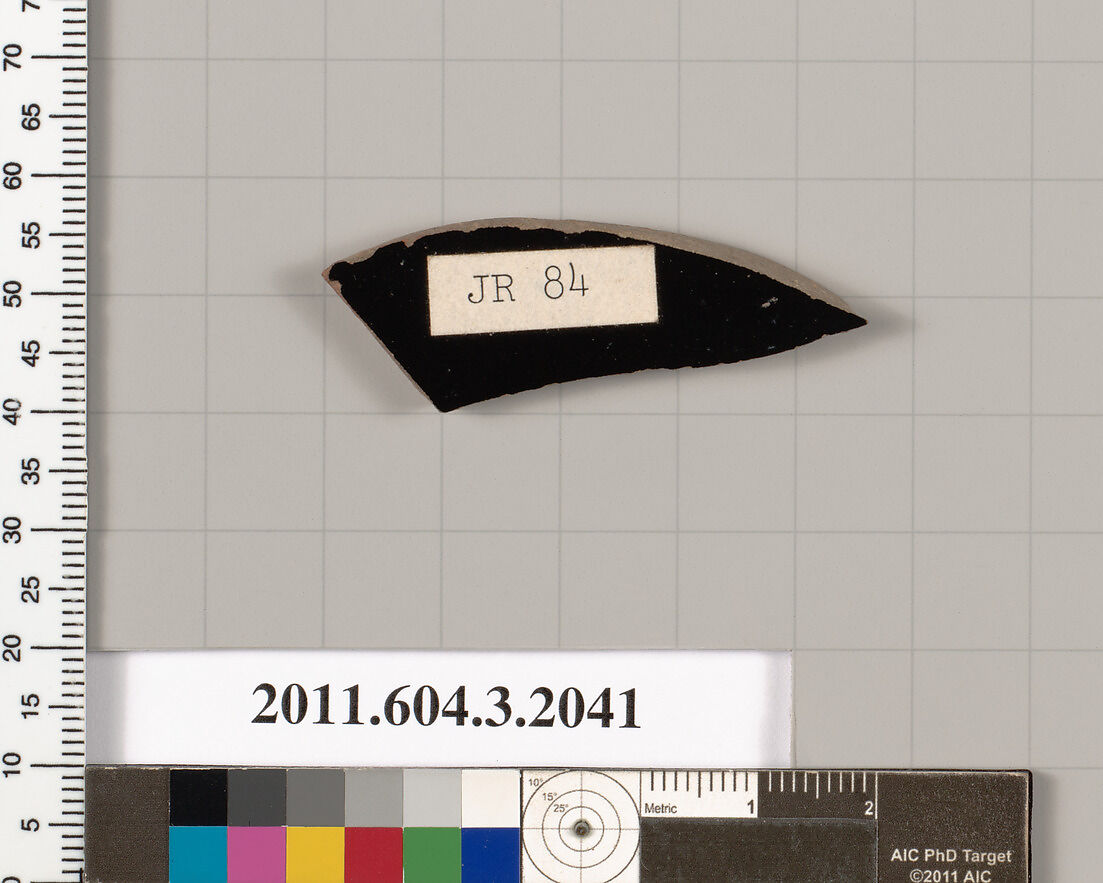 Terracotta fragment of a kylix (drinking cup), Terracotta, Greek, Attic