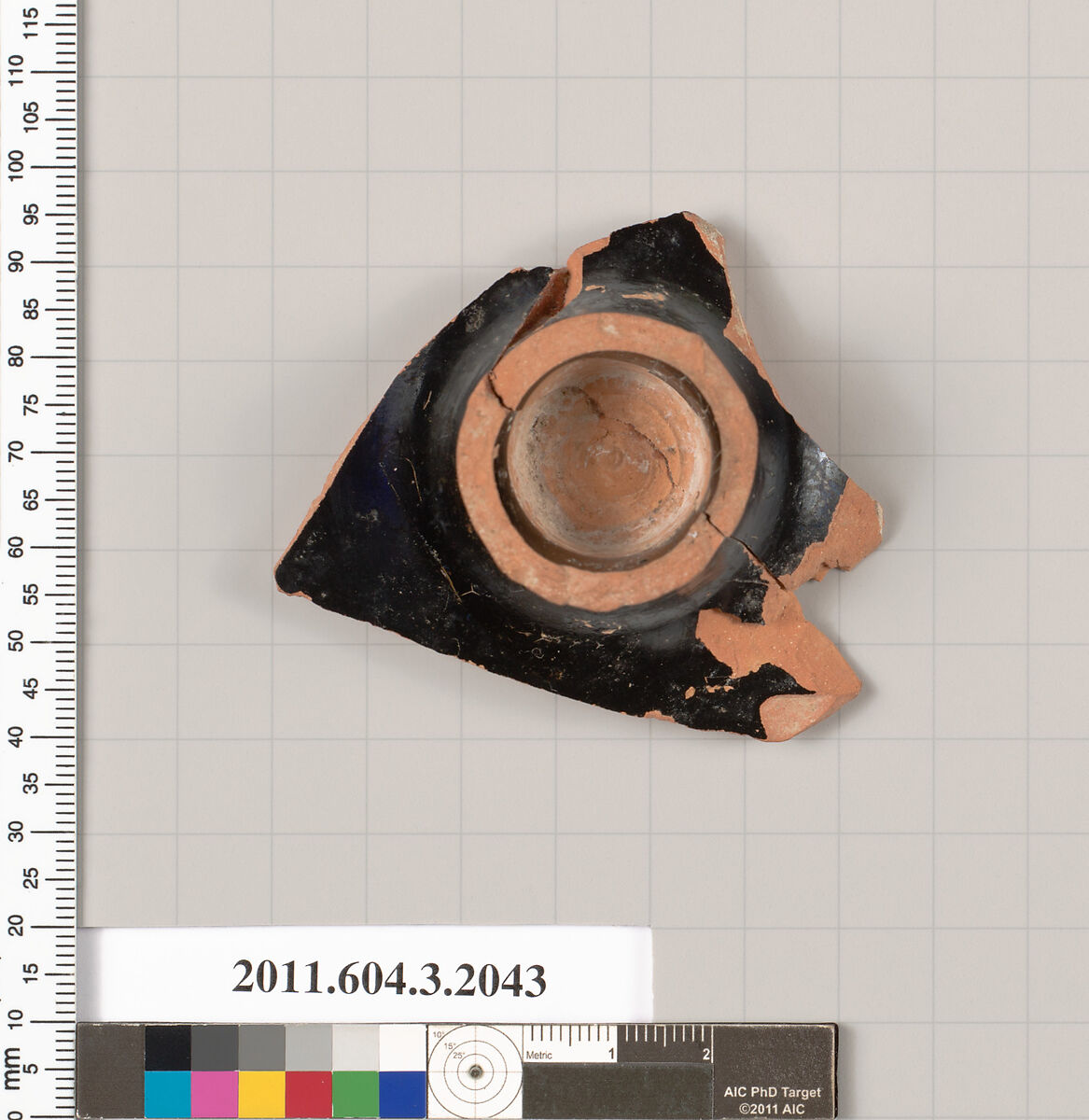 Terracotta fragment of a kylix (drinking cup), Terracotta, Greek, Attic