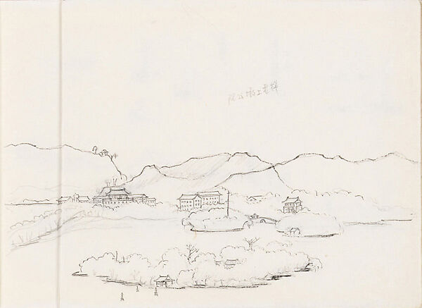 West Lake, Hangzhou: Little Isle of the Immortals, Xie Zhiliu (Chinese, 1910–1997), Sheet from a sketchbook; pencil and ink on paper, China 