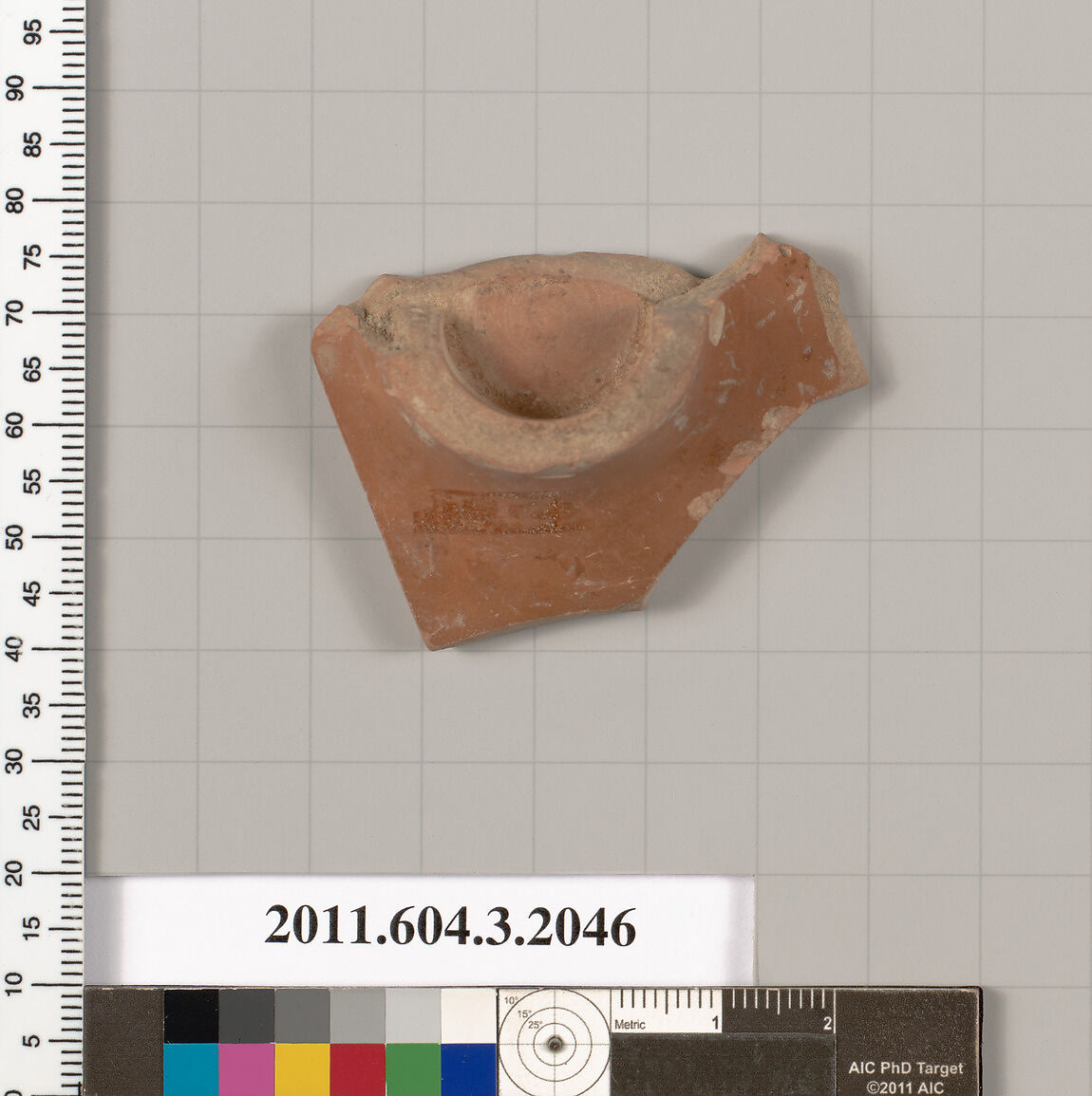 Terracotta fragment of a kylix (drinking cup), Terracotta, Greek, Attic