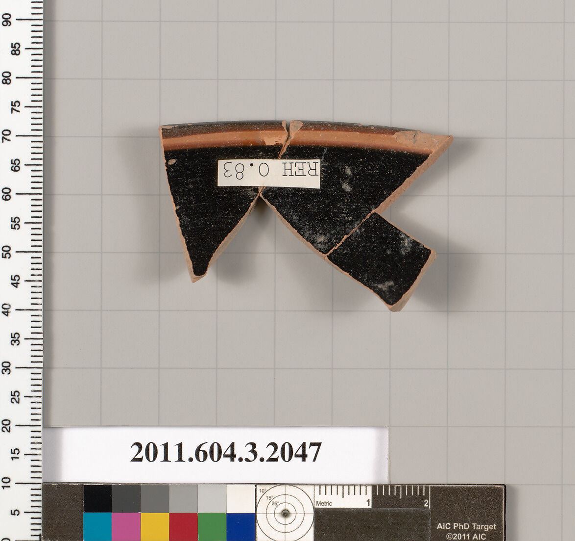 Terracotta rim fragment of a kylix (drinking cup), Terracotta, Greek, Attic