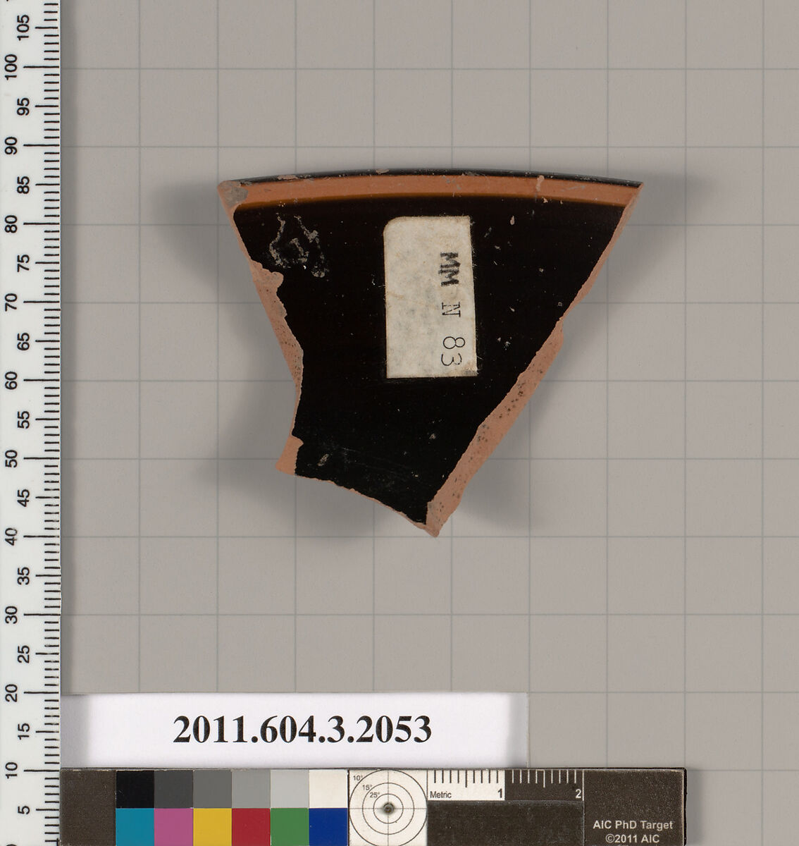 Terracotta rim fragment of a kylix (drinking cup), Terracotta, Greek, Attic