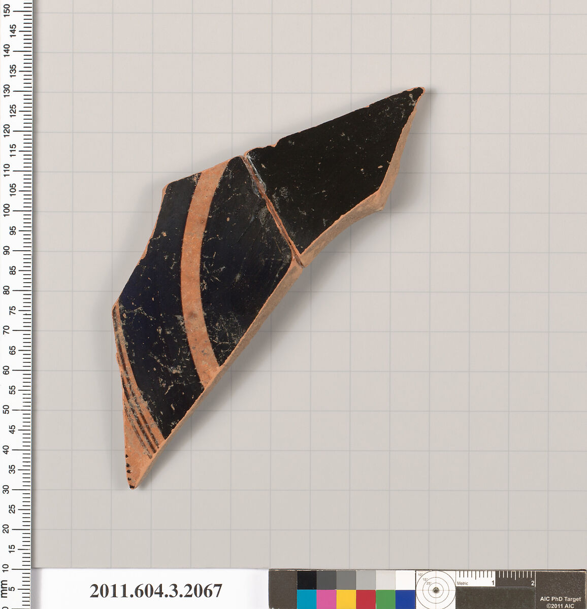 Terracotta fragment of a kylix (drinking cup), Terracotta, Greek, Attic