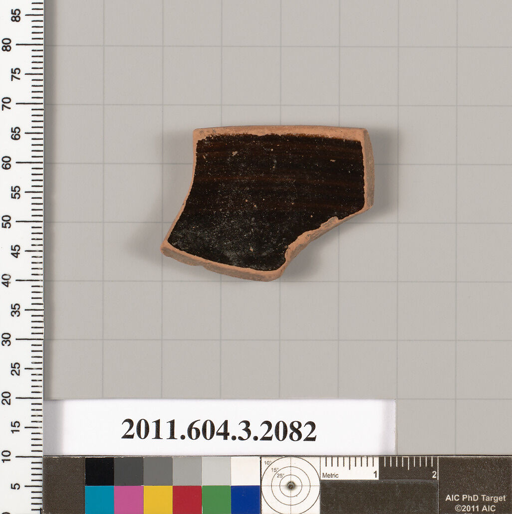 Terracotta rim fragment of a kylix (drinking cup), Terracotta, Greek, Attic
