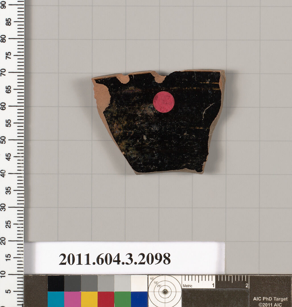 Terracotta fragment of a kylix (drinking cup), Terracotta, Greek, Attic