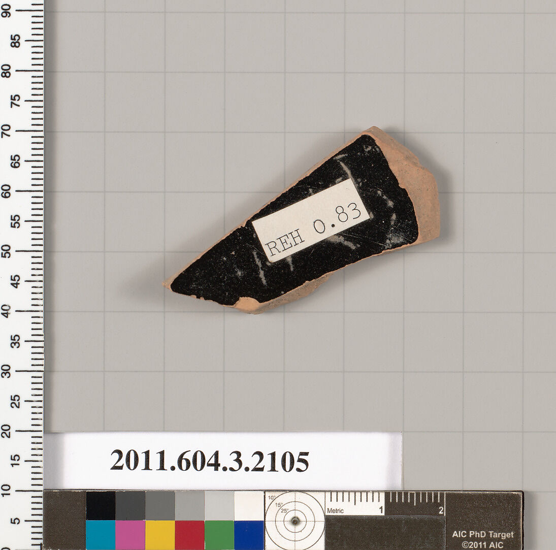 Terracotta fragment of a kylix (drinking cup), Terracotta, Greek, Attic