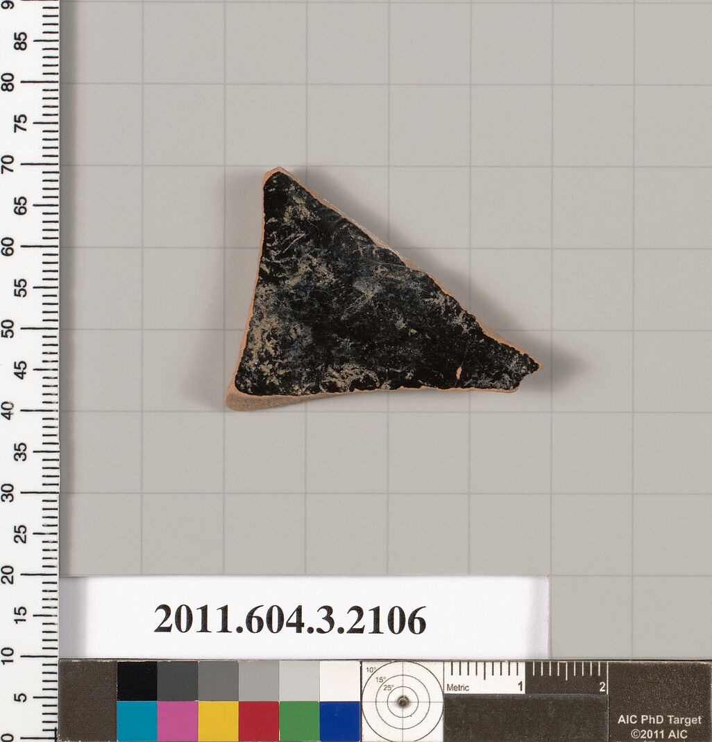 Terracotta fragment of a kylix (drinking cup), Terracotta, Greek, Attic