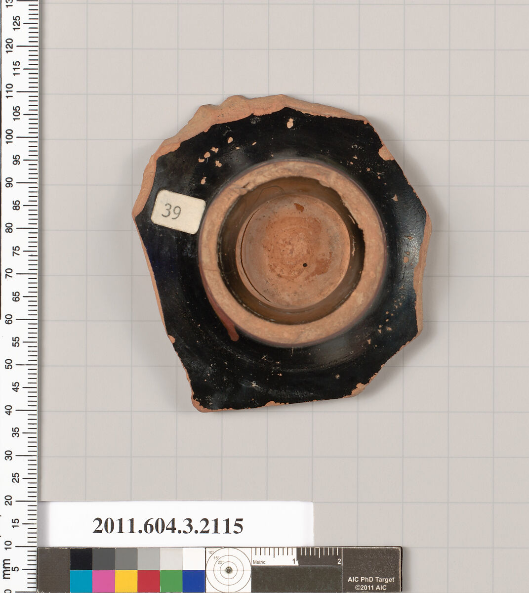 Terracotta fragment of a kylix (drinking cup), Terracotta, Greek, Attic