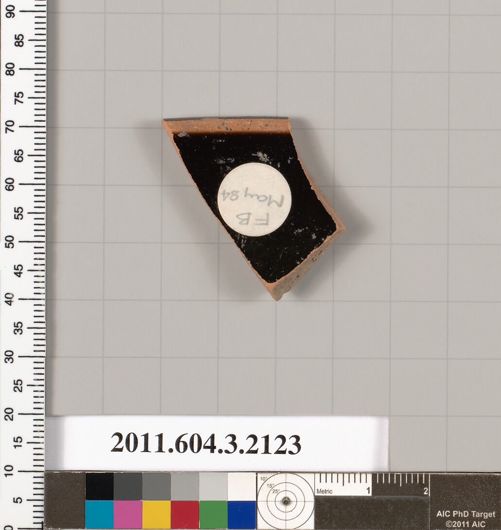 Terracotta rim fragment of a kylix (drinking cup), Terracotta, Greek, Attic